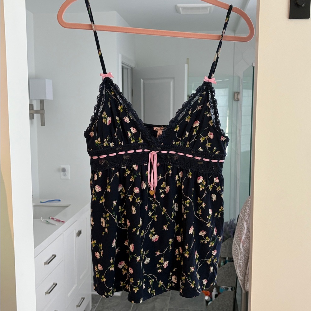 Juicy Couture Black Floral Lace Top